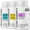 Suporte de fígado e pílulas matutinas agradáveis após o suplemento da festa Kit com cardo de leite + Eletrólitos e B Recuperação de vitaminas complexas