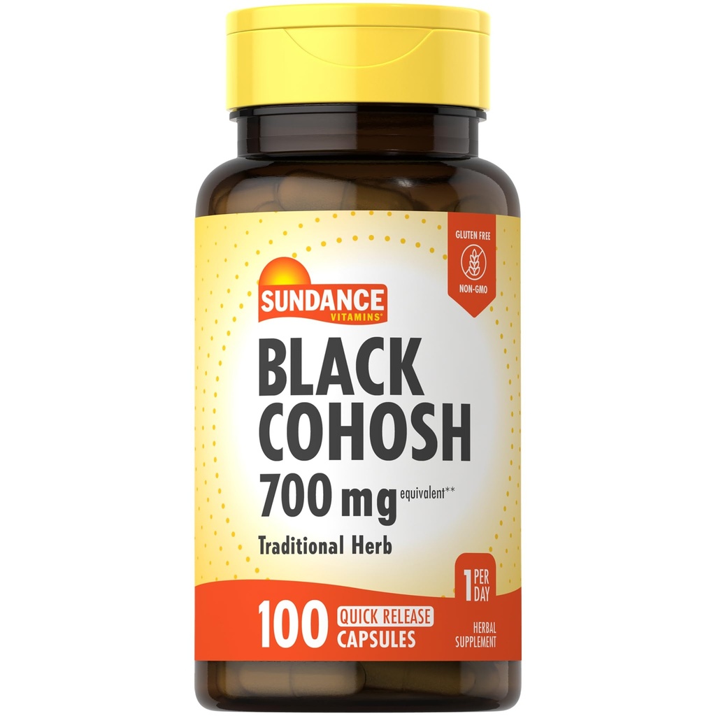 Sundance Black Cohosh 700mg 100 Cápsulas de libertação rápida □ Herb Tradicional □ Não-GMO e Suplemento sem glúten
