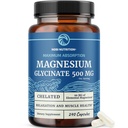 Magnésio glicinato 500mg, Quelatado para alta absorção, relaxamento muscular, ossos, coração, nervos, sono e calma suporte para mulheres e homens, Magnésio quelato suplemento e complexo de bisglicinato, 240ct