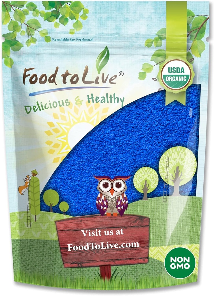 Alimento para viver espirulina azul orgânica em pó, 8 onças – Não-GMO, Puro cru azul-verde extrato de algas, Vegan, Não-irradiado, Ótimo para sucos, smoothies, batidos, bebidas e corante de alimentos