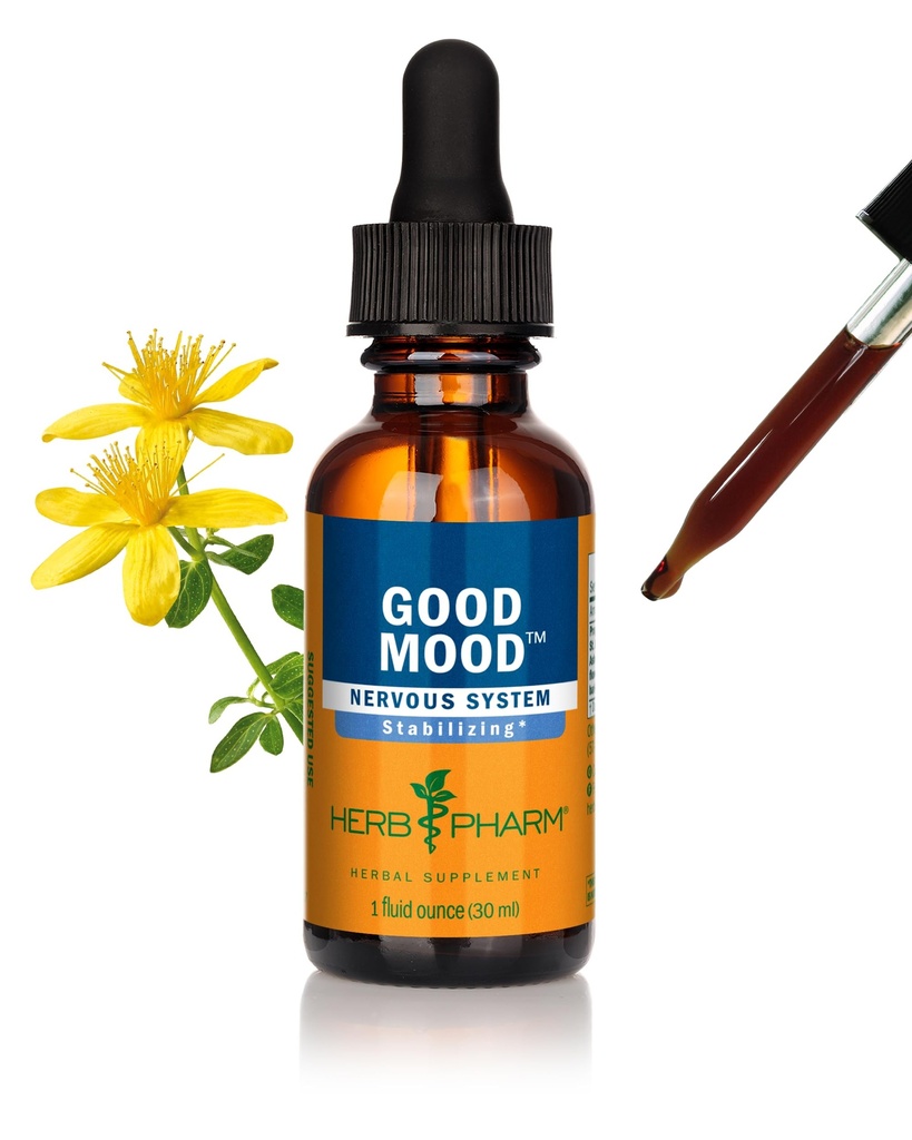 Herb Pharm Good Mood Fórmula de ervas líquidas com hipericão para equilíbrio emocional saudável - 1 onça
