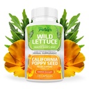 Parker Naturals Wild Lettice Extract & California Poppy Seed Supplement, 2 Way Suplemento de ervas de força Premium para o sono saudável e apoio de alívio, 120 cápsulas
