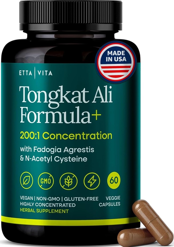Potent Longjack - Tongkat Ali & Fadogia Agrestis Suplemento para Homens & Womens Energia, Suporte T, Crescimento muscular Lean & Recuperação, Equilíbrio hormonal, Pré-treino com Vegan NAC Liver Detox & Cleanse