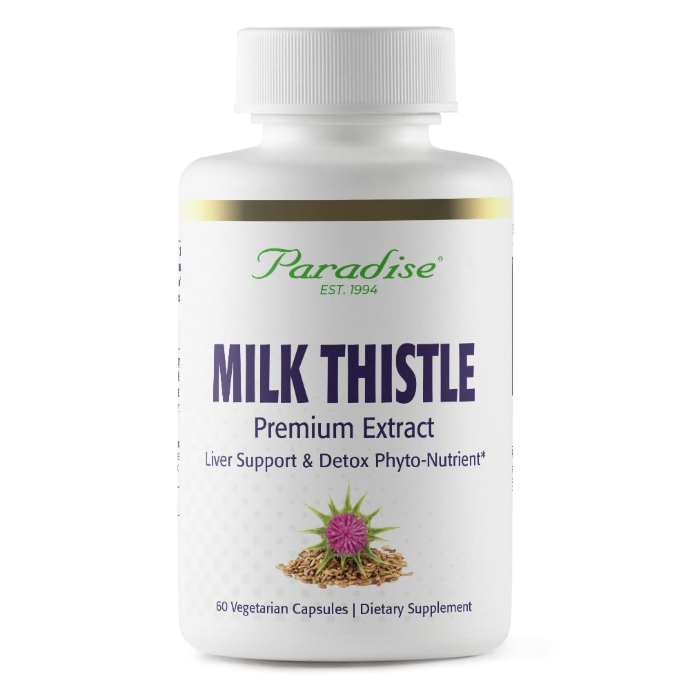 Paradise Herbs Milk Thistle, Extrato inteiro do espectro ativo, Vegan, Não OGM, Glúten livre, 60 Cápsulas vegetarianas