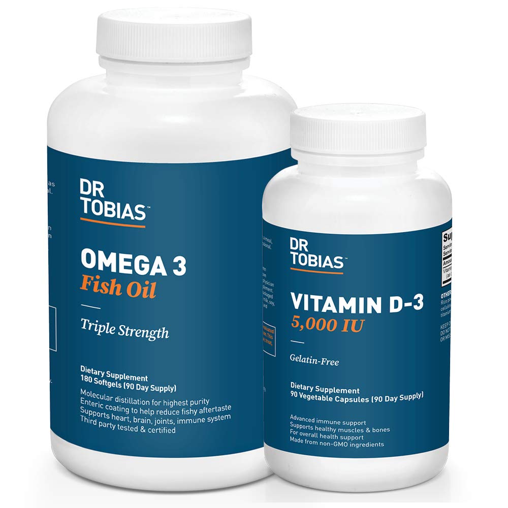Dr. Tobias Omega 3 óleo de peixe e vitamina D-3 promove a saúde geral - suprimentos de 3 meses