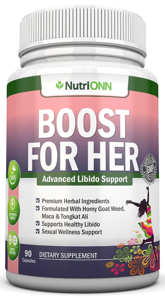 Impulsionar para sua Libido Booster para as mulheres – Ativa e Melhora Libido - Mood & Desire Boost - Não-GMO - All Natural Herbal Afrodisiac - Com Erva Horny Goat, Maca, Tongkat Ali & Tribulus - 90 Cápsulas