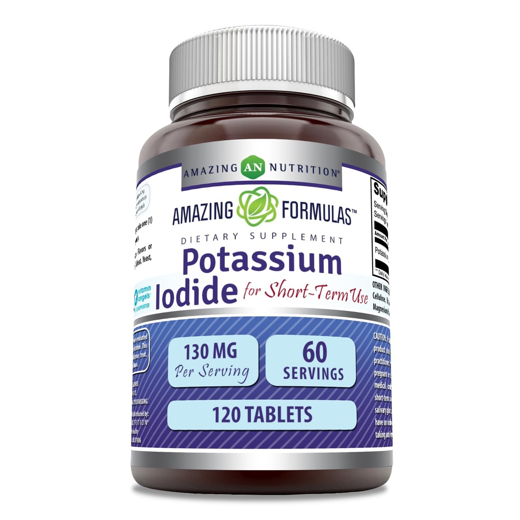 Fórmulas surpreendentes Suplemento de Iodeto de Potássio 130 Mg 120 Comprimidos Não-GMO