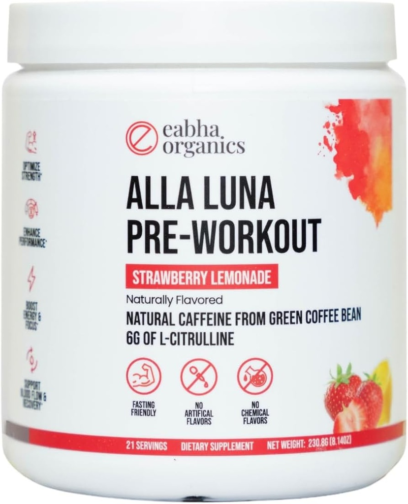 Alla Luna pré-treino - Limonada de morango - para apoiar energia, foco e resistência - aumentar o fluxo de sangue para uma bomba melhor - 21-dia de fornecimento - 1 Scoop por serviço