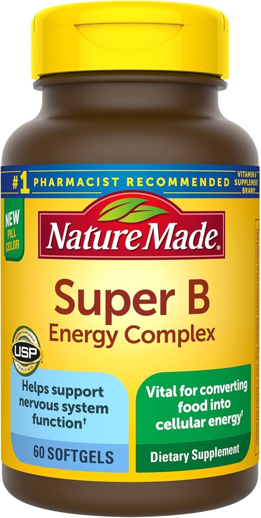 Super Complexo de Energia B, Suplemento dietético para suporte de função de células cerebrais, 60 Softgelss,...