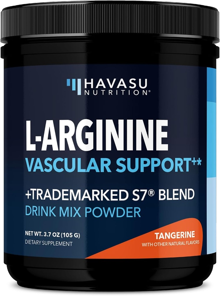 L-Arginine Powder - Suplemento de óxido nítrico para homens e mulheres com L-Citrulina e raiz de beterraba - Suporte pré e pós-treino para resistência e recuperação - Tangerine Flavor, 1 mês de fornecimento (30 Scoops)