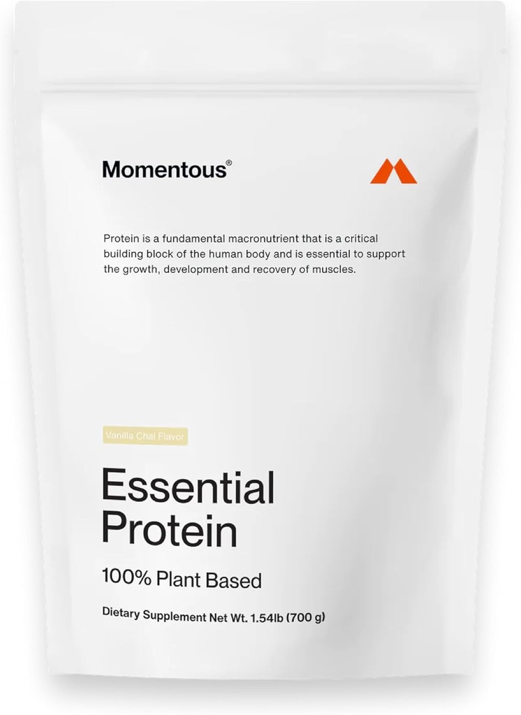 Momento essencial Vegan Protein Powder - 20g Planta Based Protein - NSF certificado, Gluten-Free, Não-GMO, 20 Servings for Essential Everyday Use, Vanilla Chai