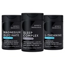 Esportes Pesquisa Dupla Força L-Theanina Suplemento Softgels para Foco & Relaxação, Glicenato de magnésio para sono repousante & Processos Enzimáticos + Complexo de sono Melatonina-Free Vegan Cápsulas