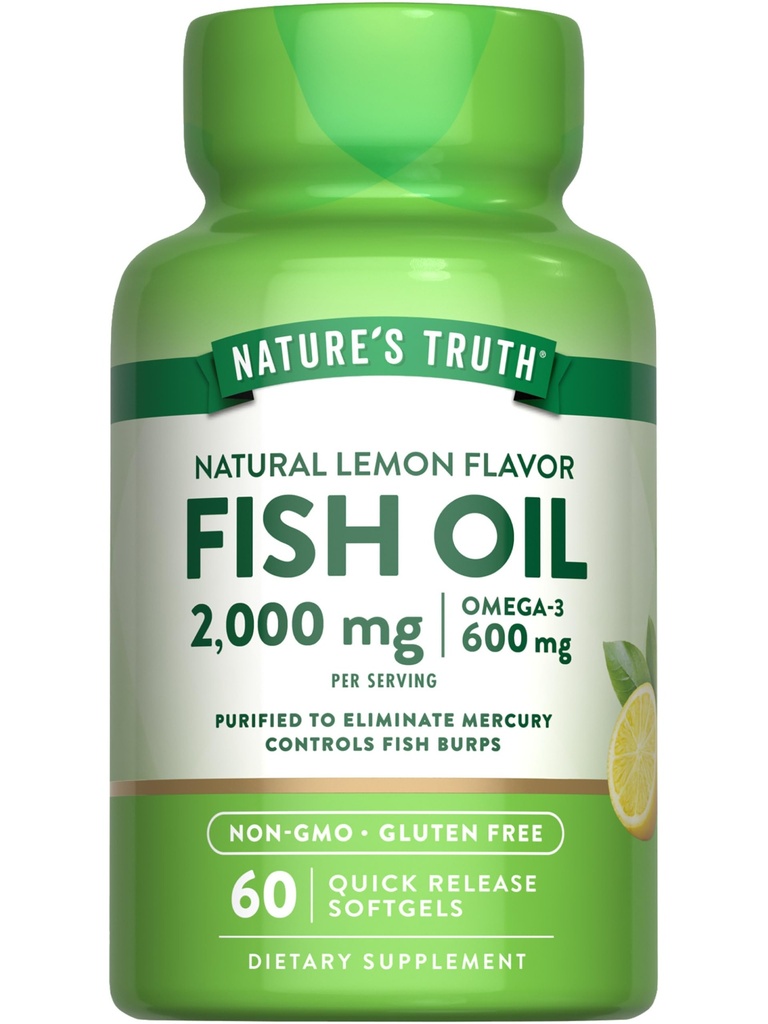 Nature's Truth Fish Oil Omega 3 Suplemento 2000mg 60 Softgels