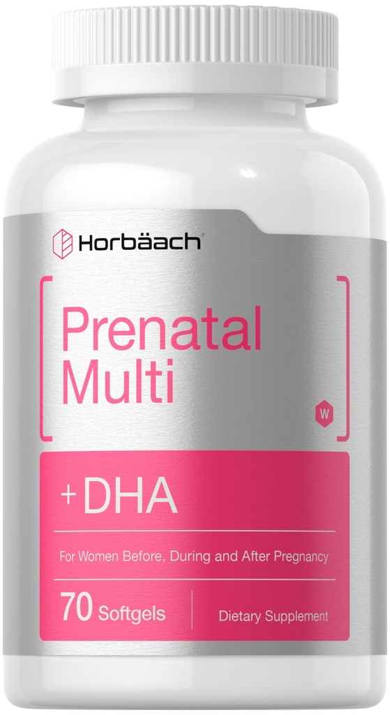 Horbäach Multivitamínico pré-natal da mulher com DHA, ferro e ácido fólico