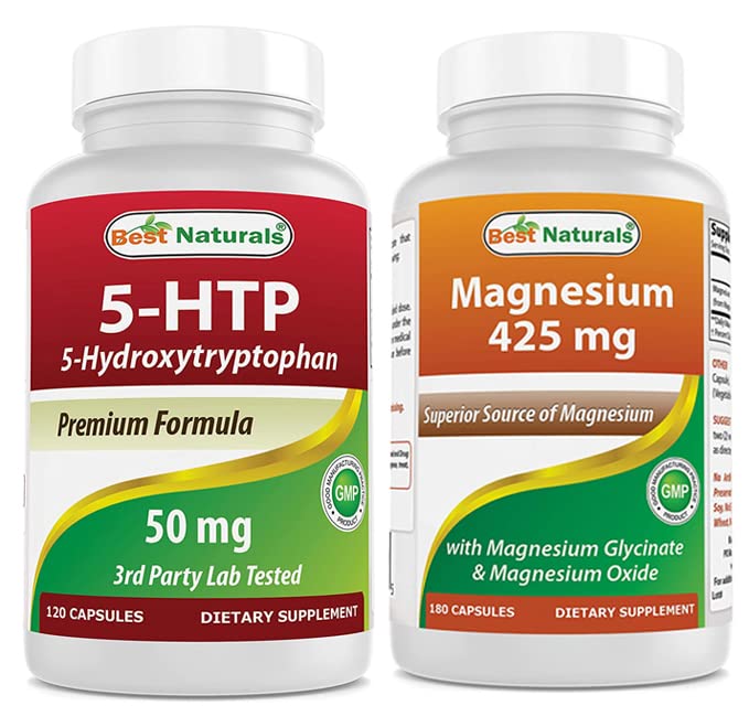 Melhores naturais 5-HTP 50 mg e glicinato de magnésio 425 mg