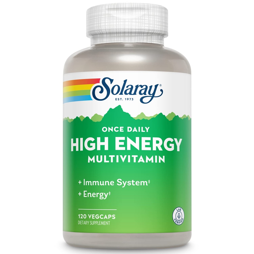 SOLARAY Multivitamínico de alta energia, Sem Ferro, 1/Dia, Fórmula Timed-Release, Food & Herb Base 120 VegCaps