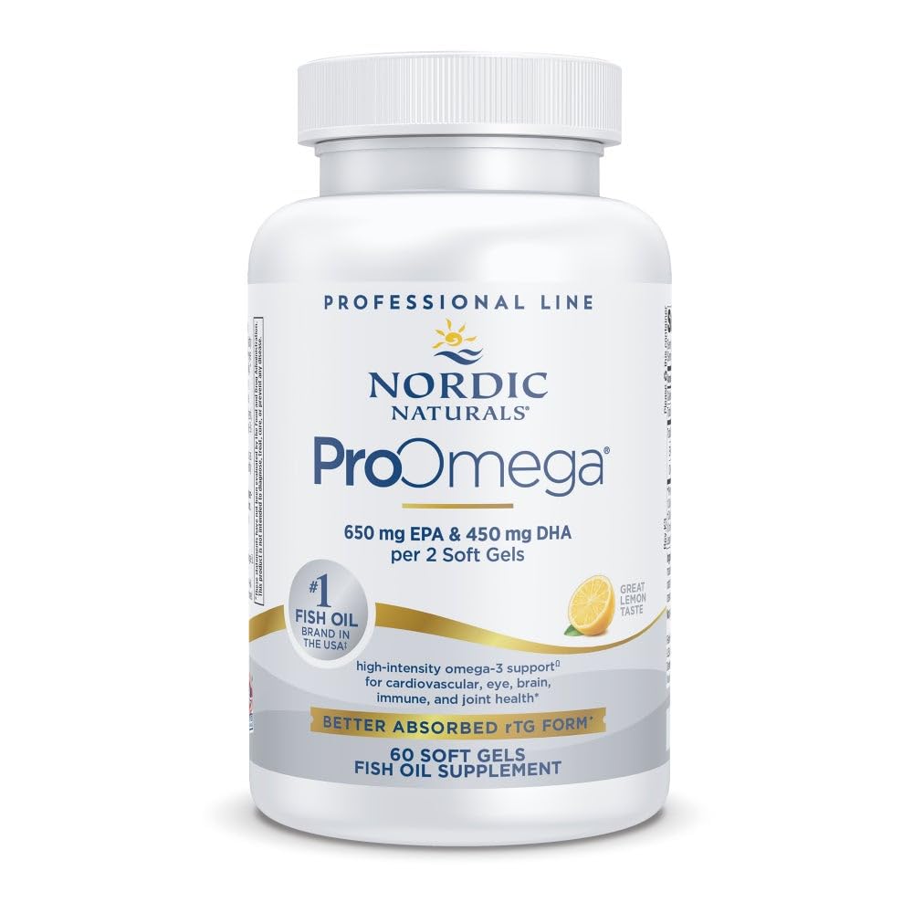 Naturals nórdicos ProOmega, sabor limão - 60 géis macios - 1280 mg Omega-3 - óleo de peixe de alta potência com EPA & DHA - promove cérebro, olho, coração, & saúde imune - Não-GMO - 30 Servings