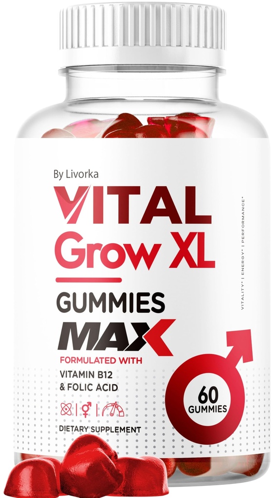 Vital Grow XL Pastilhas masculinas - Gummies de desempenho masculino 1050MG Vital GrowXL Mistura, Vital Grow Gummy Crescimento Fórmula avançada, 60 chicletes para 1 mês