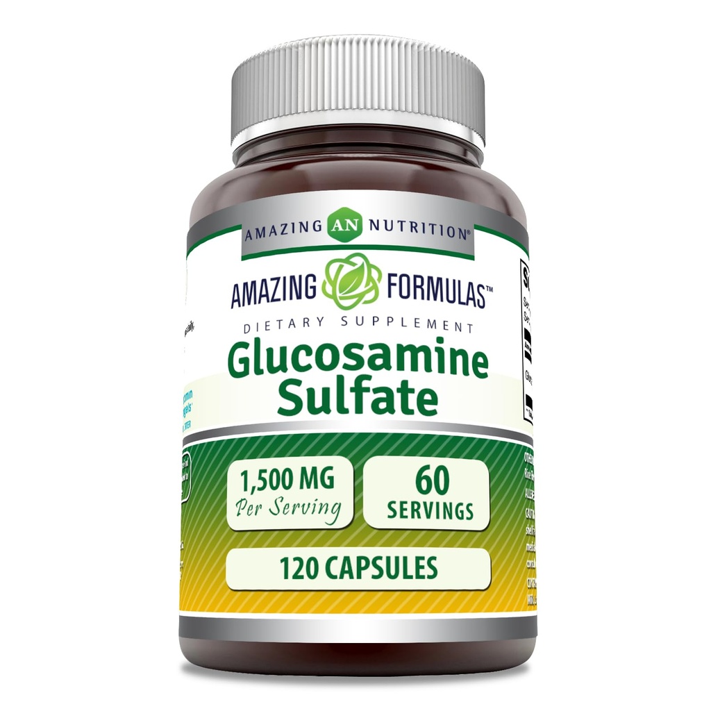 Fórmulas surpreendentes Suplemento de Sulfato de Glucosamina 1500 Mg Por Servindo 120 cápsulas