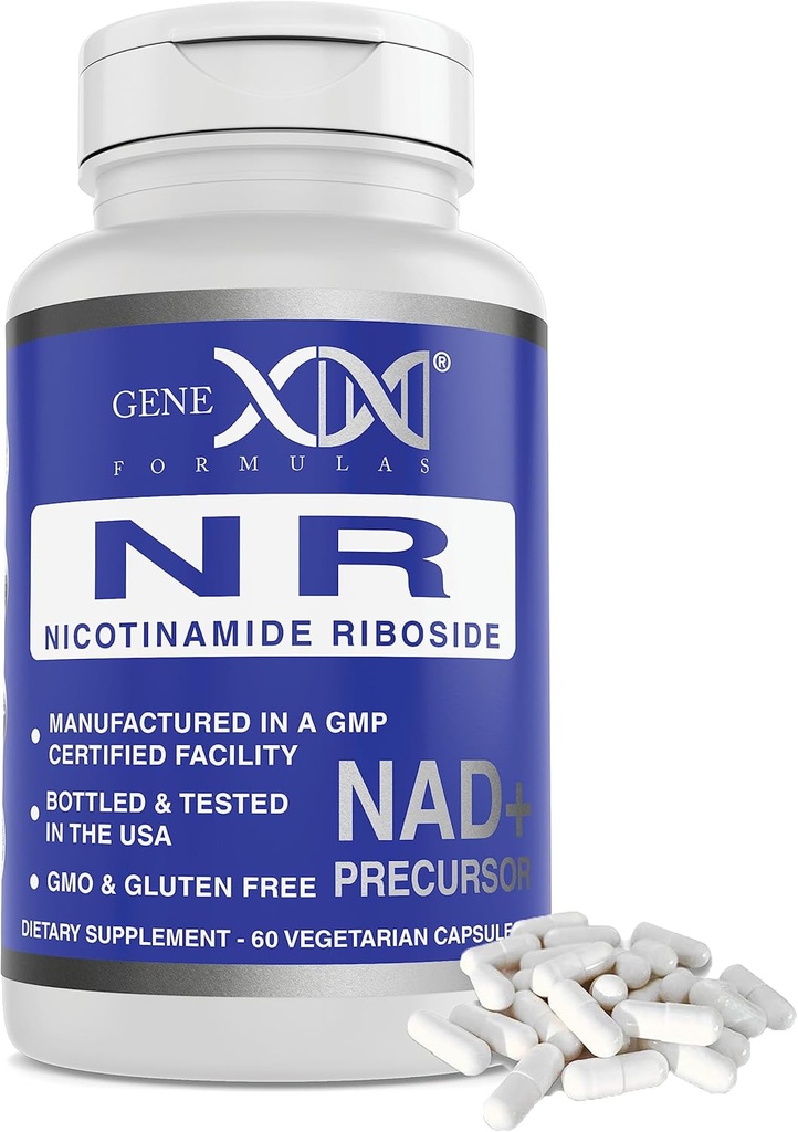 Fórmulas Genex NR Nicotinamida Ribosídeo 300mg/Servir (60 cápsulas) NAD+ Precursor para Envelhecimento Saudável - GMP-Certificado, Não-GMO, Sem Glúten, Vegetariano (1 embalagem)