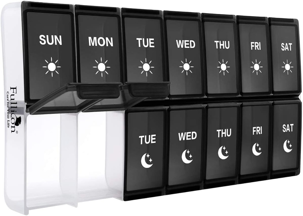 XL Organizador de comprimidos por semana 2 vezes por dia, Fullicon extra grandes casos diários de comprimidos Oversized caixa de comprimidos AM PM Duas vezes por dia para vitaminas / óleo de peixe / pílulas / suplementos