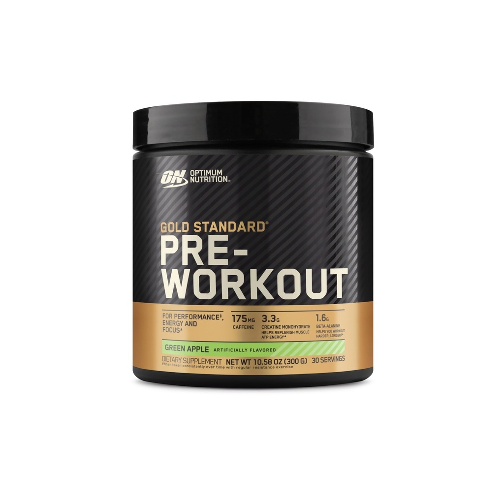 Otimum Nutrition Gold Standard Pré-treino com Creatina, Beta-Alanina e Cafeína para Energia, Flavor: Green Apple, 30 Servings (Pacote em Maio Vary)