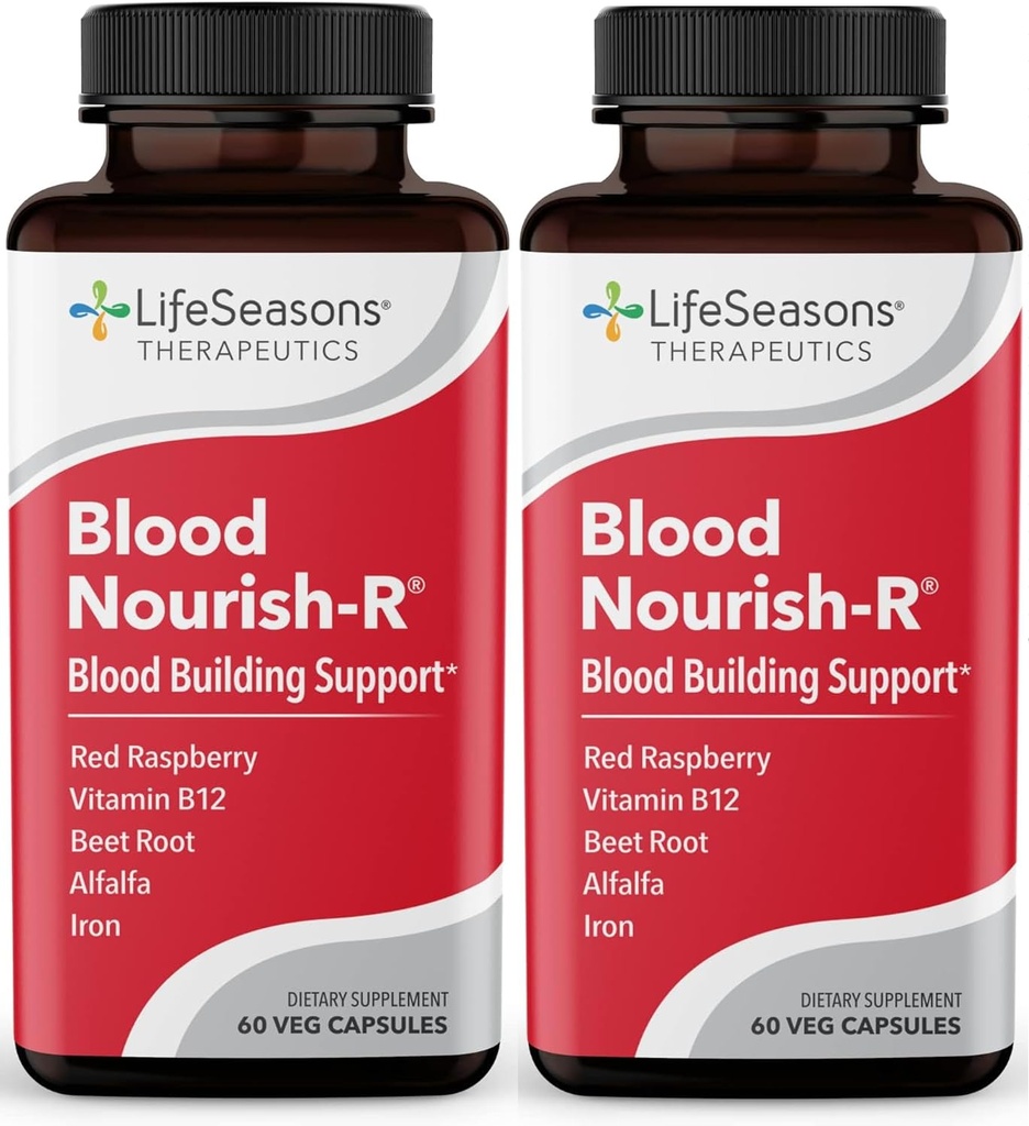 VidaTemas Sangue Nutrish-R - Suplemento de Ferro - Não Obstipante - Suporta Anemia, Fadiga, Palezidade e Tonturas - Edifício de Sangue - Ferro, Alfalfa, Framboesa e Vitamina B-12-60 Cápsulas (Pack of 2)