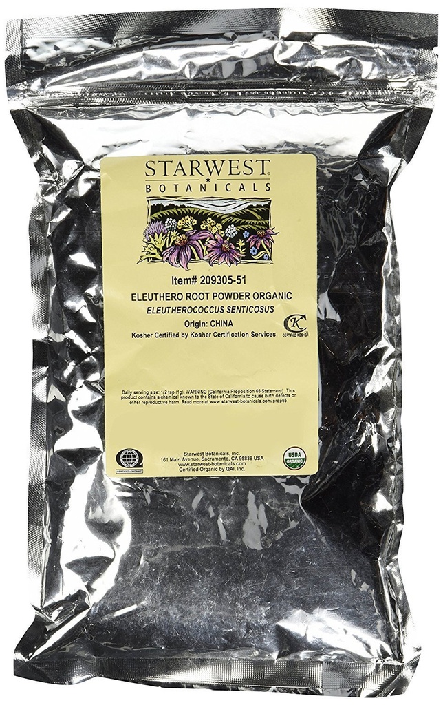 Eleuthero Root Powder orgânico, 1lb