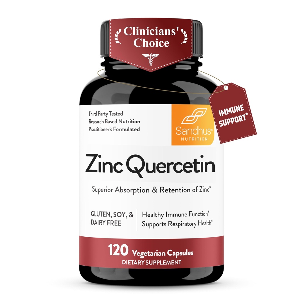 Sandhu's Zinc Quercetin 120 Cápsulas vegetarianas (Pacote de 1)