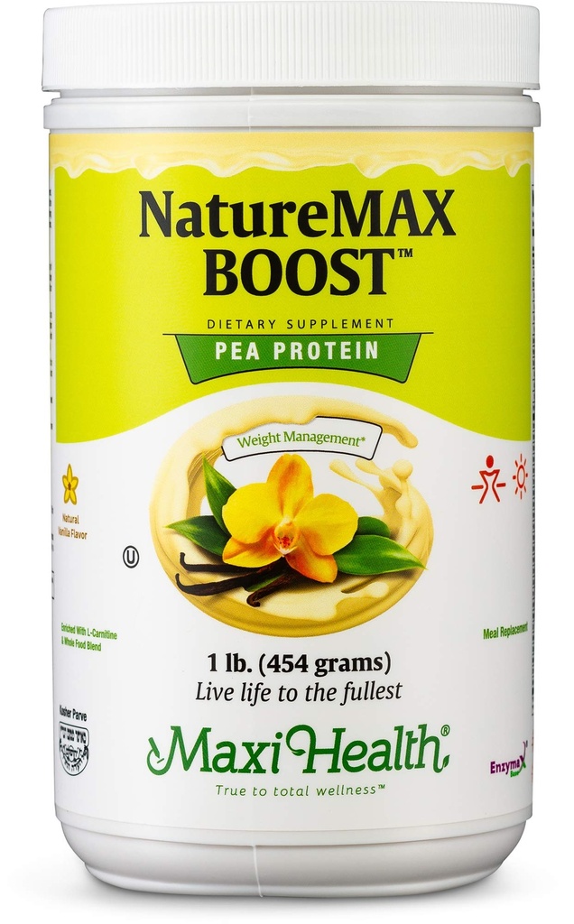 NaturezaMax BoostTM ervilha proteína em pó - suplemento dieta substituição de refeições - 20g proteína por serviço - sabor de baunilha natural - Kosher vitamina - 1lb