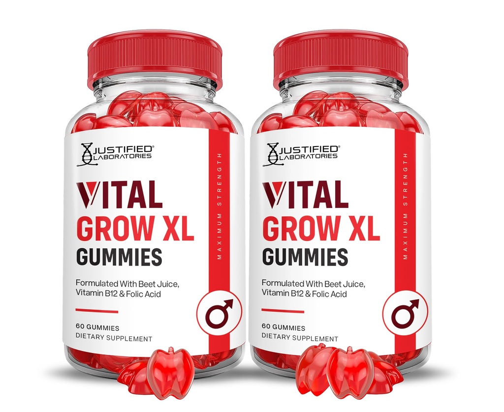 Laboratórios justificados (2 Pacote Vital Grow XL Performance Gummies 1000MG Fórmula avançada Formulado com ACV Pomegranate Beet Juice Pó B12 Vegan Non GMO 120 Gummys