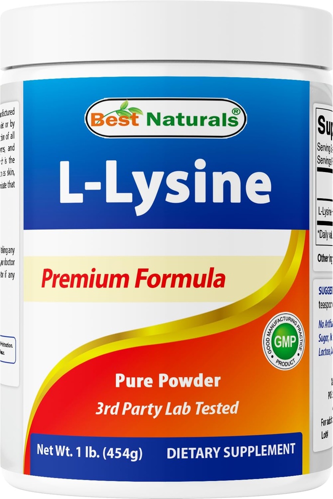 Best Naturals Lysine Powder, 1 Libra - 100% Puro (1 LB (Pacote de 1))