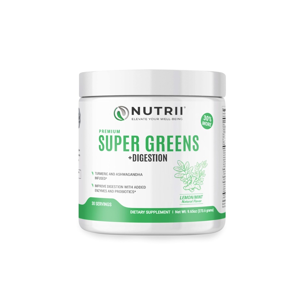 Orgânico Verde Imunidade Superalimento Pó - Acalma Digestão, Aumenta Vitalidade Saudável e Energia. Fórmula de ação rápida com probióticos, enzimas, açafrão e Ashwagandha (30 Servings Lemon-Mint)