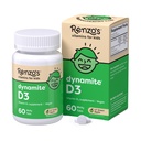 Renzo's Dynamite Vitamina D3, Dissolver Kids Vitamina D3, 60 Açúcar-free Melty Tabs, Lil’ Verde sabor maçã