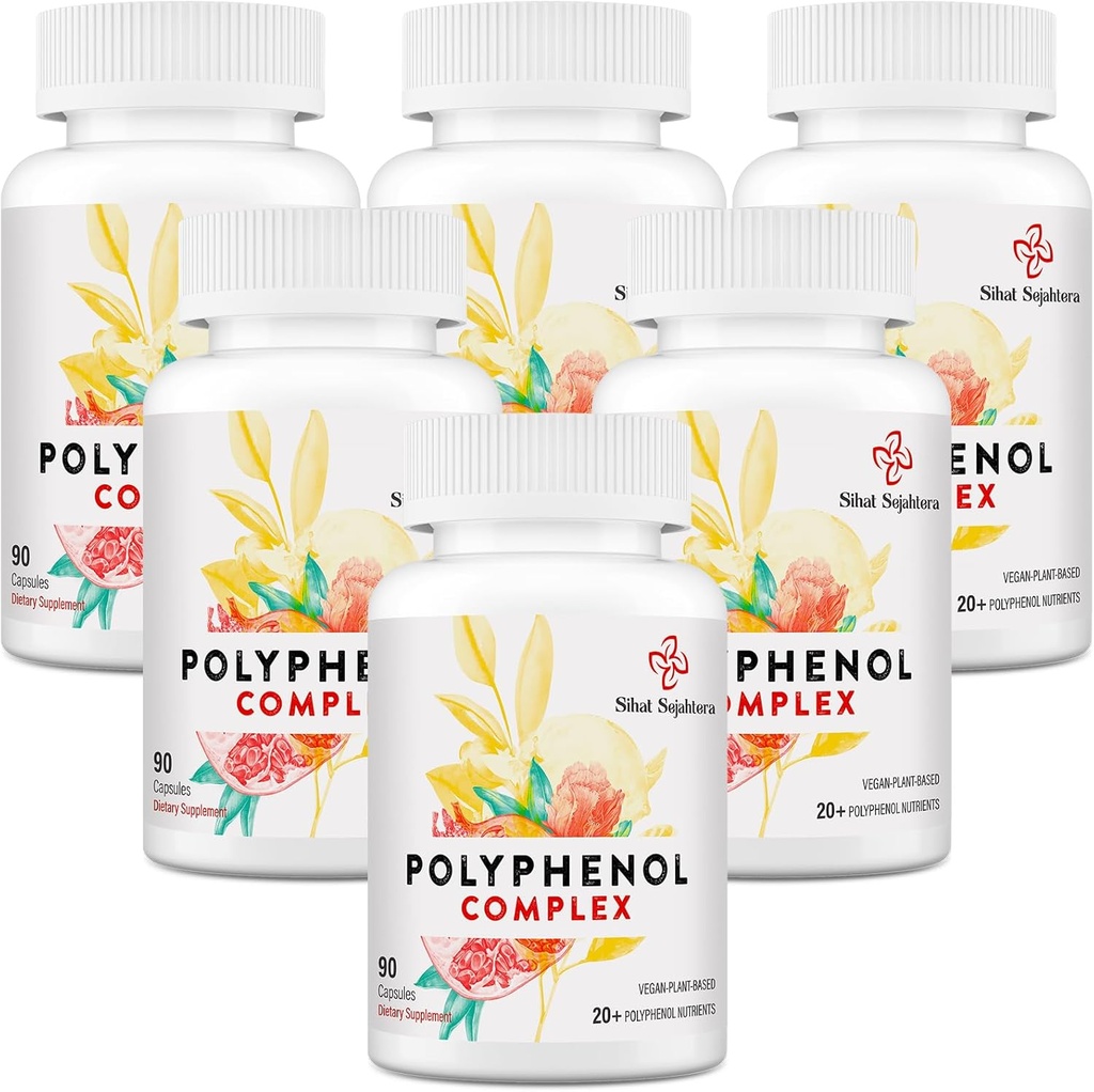 67,500 MG Polifenóis Suplemento - Poderosos antioxidantes e polifenol para a defesa da idade, Polifenol Superalimento, Quercetina, Resveratrol, Chá Verde, Base de Plantas & Energia, Suporte Imune, 540 Cápsulas