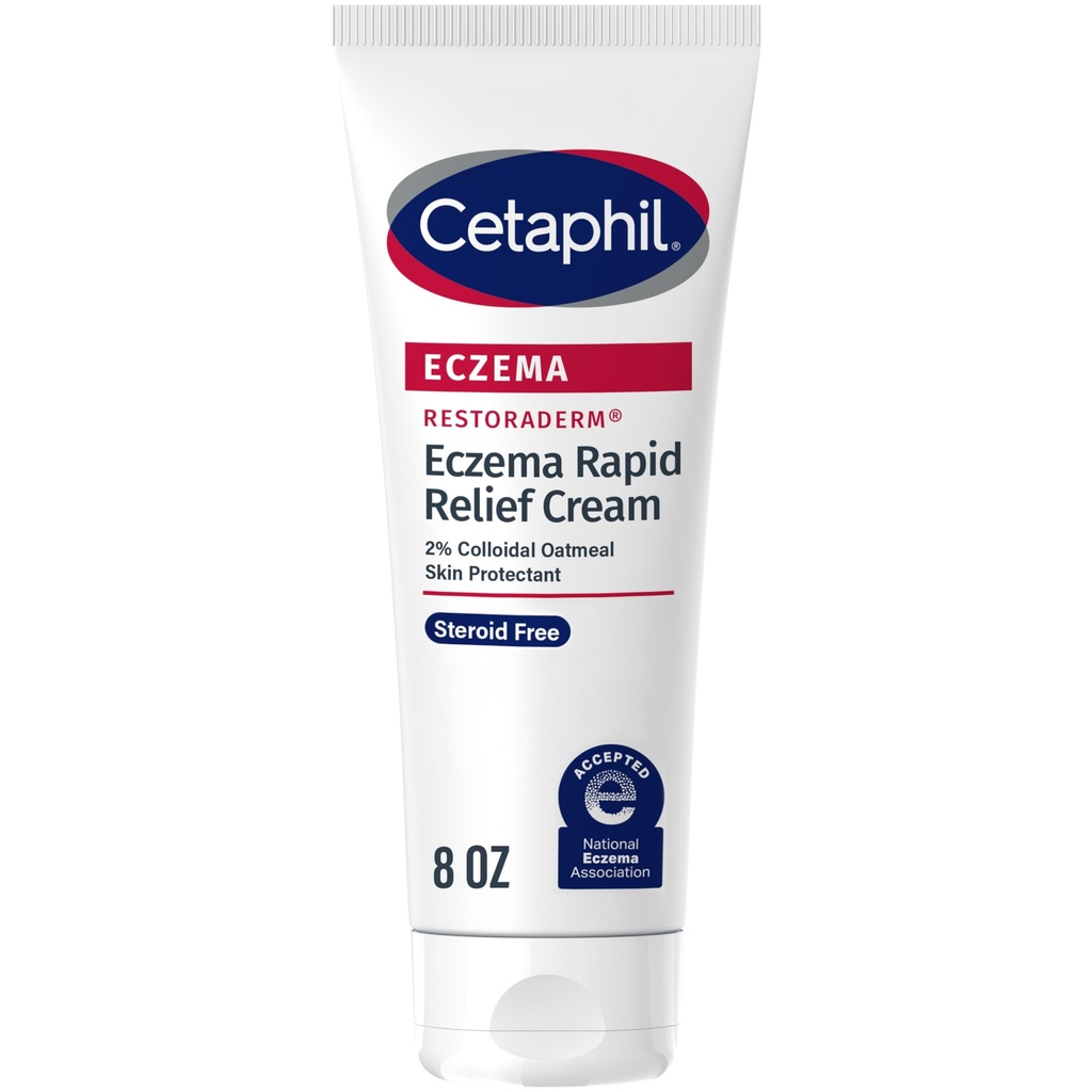CETAPHIL ECZEMA RESTORADERM FLARE-UP RELIEF CREAM, Para a pele de Eczema Prone, 8 onças, reparo de barreira, hidratação de 48 horas, 2% de farinha de aveia coloidal protetora da pele, esteróide livre