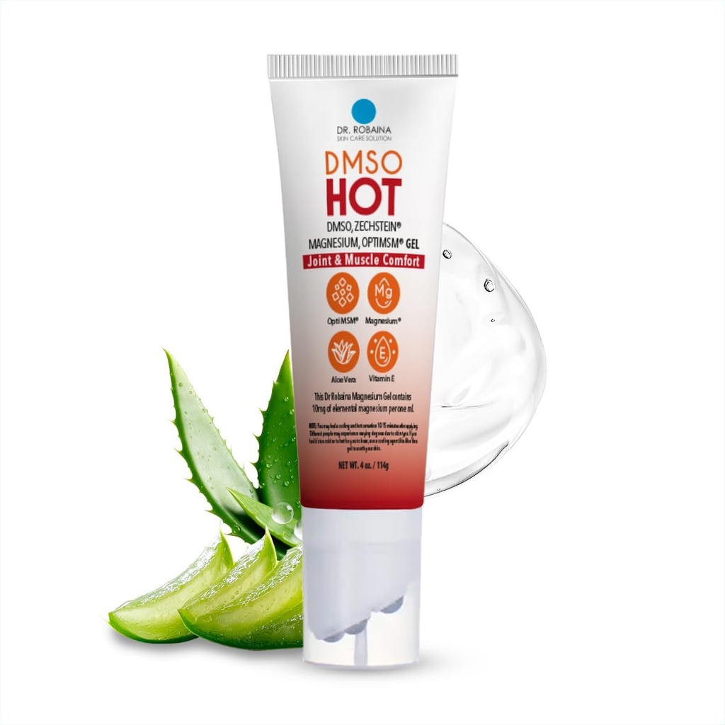 Dr. Robaina DMSO HOT Roll-On - 99,9% Pure Pharmaceutical Grade - Multi-Ball Aplicator for Targeted Heat - Zechstein Magnésio, MSM, Arnica, Aloe Vera, Vitamina E - 4 oz .