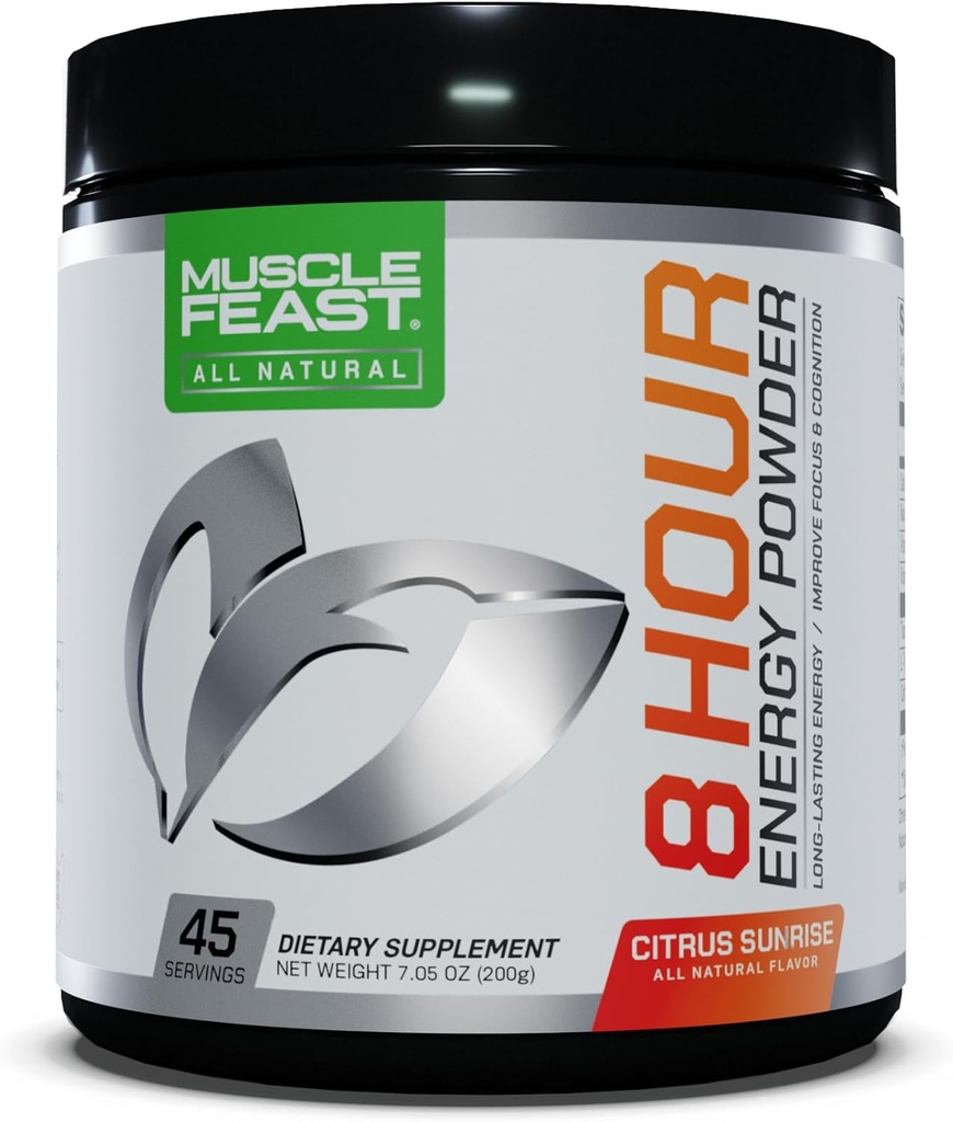 Festa muscular 8 horas de energia todos os ingredientes naturais sem artificial Keto-amigo naturalmente adoçado, pré-treino, Citrus Sunrise, 200g