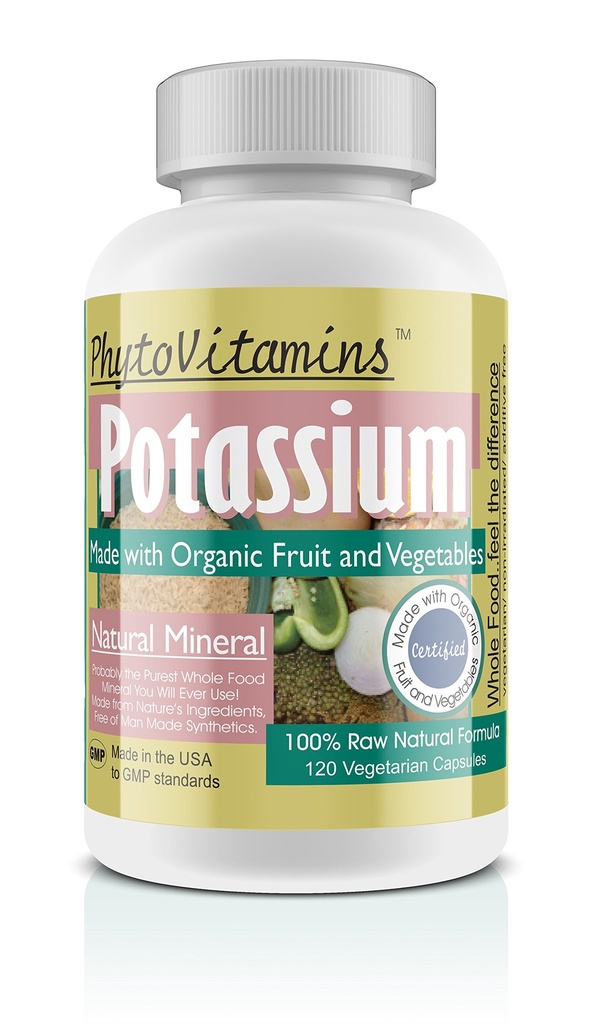 Orgânico alimento inteiro Potássio 120-Count Vegetarian Cápsulas por PhytoVitamins