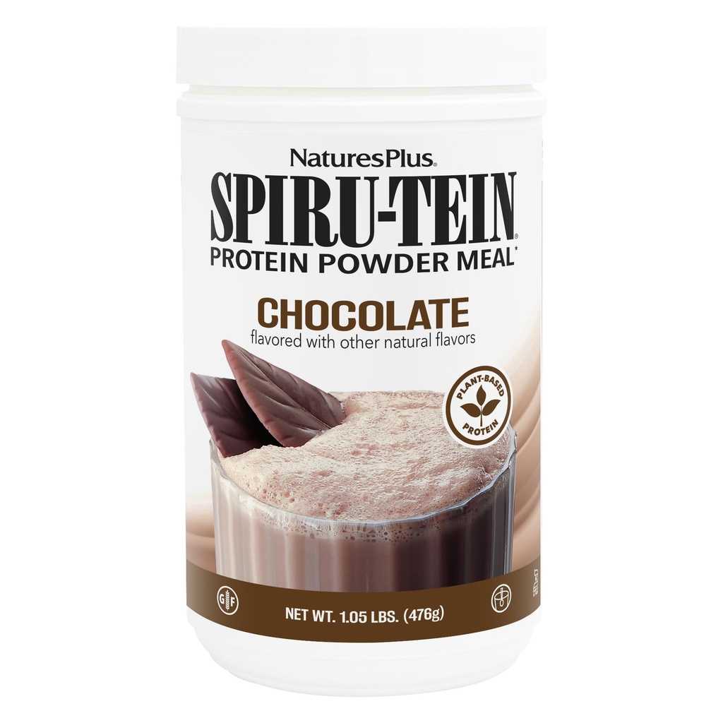 Naturezas Plus SPIRU-TEIN, Chocolate - 1,05 lb - Shake de Proteína Baseada em Plantas - Não-GMO, Vegetariano, Sem Glúten - 17 Total Servings
