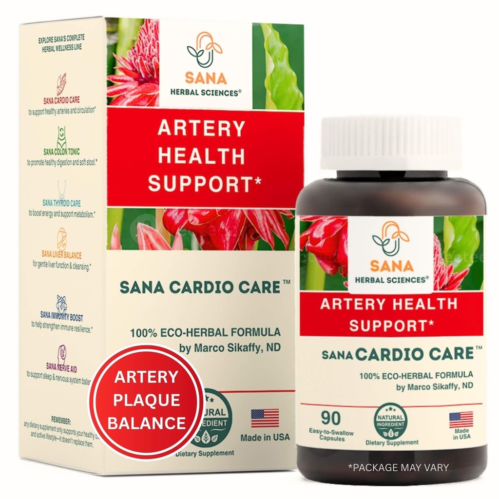 Fórmula de remoção de placas de arteria     , 4-Elemento All-Natural Supplement para apoiar a pressão arterial, colesterol saudável, e ritmo cardíaco , 90 cápsulas fáceis de lavar , por Sana Herbal