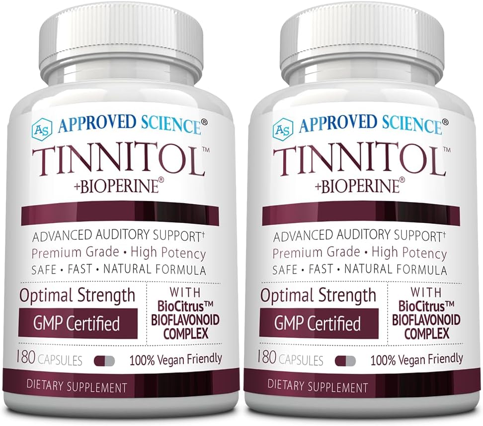 Aprovado Tinnitol Ciência - Tinnitus Supplement - Fase Ringing in The Ears - Boost Inner Ear Health - 2 Garrafas - 6 Mês de Fornecimento - Feito nos EUA