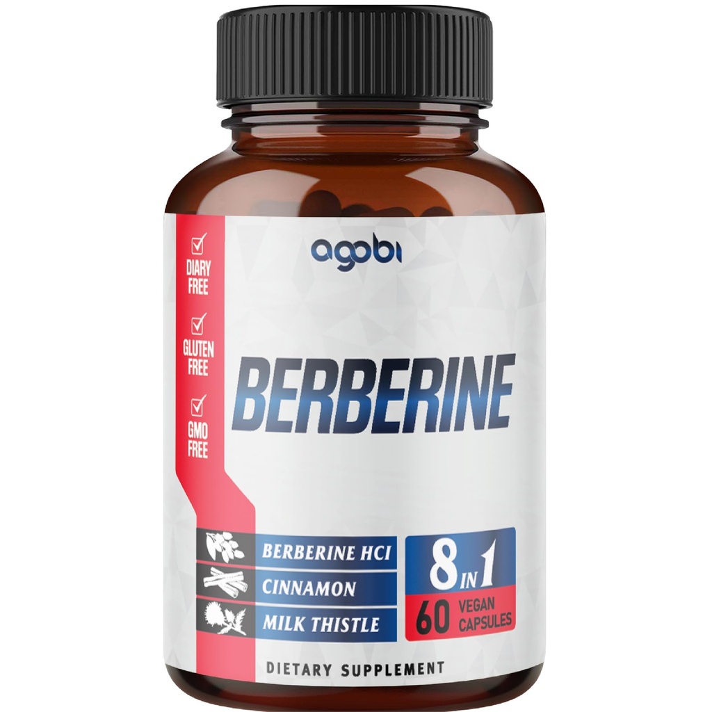 Berberine Suplemento com Ceilão, Cardo de Leite, Açafrão, Amora e Mais - Suporte Imune, Cardiovascular & Gastrointestinal - 60 Condes para 2 Meses