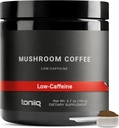 Toniiq Café de cogumelos de baixa cafeína - Ultra alta potência 10:1 Extrato concentrado - Feijões de origem colombiana com 10 Mistura de cogumelos, Mane de Leão & Cordyceps - Alternativa de café funcional