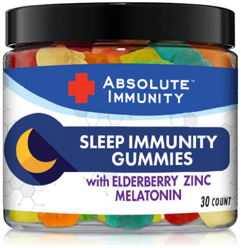 Imunidade absoluta - Zinco e Elderberry Gummies sono com melatonina, 100% droga livre de assistência ao sono, suporte do sistema imunológico, adultos e crianças 30ct