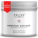 Valério Raiz 4:1 Extrair Cápsulas 750mg – Puridade ativa otimizada – Concentração 4X Suplemento Extrato de Raiz Valeriana - Sem glúten, Sem OGM - Promove Relaxamento - 120 Cápsulas