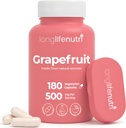 Extrato de Sementes de Toranja 500mg - Derivado de Citrus Paradisis, 180 Cápsulas Vegetarianas, Suplemento de Naringin Orgânico para Energia Diária e Equilíbrio, Fonte de 6 meses, Certificado GMP, Made in USA