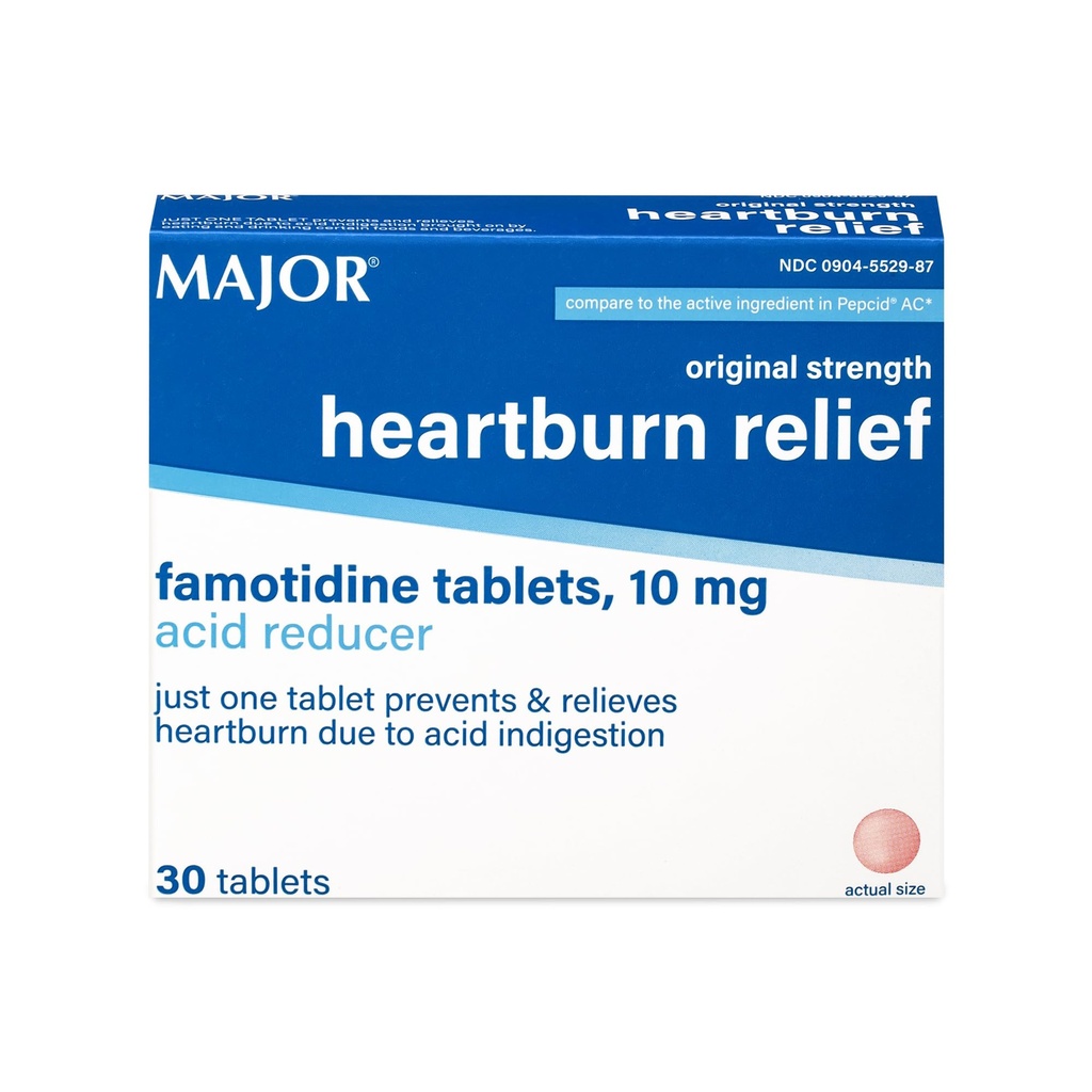 Alívio original da azia da força principal - comprimidos de famotidina, 10 mg - redutor de ácido - 30 comprimidos (1-Pack)