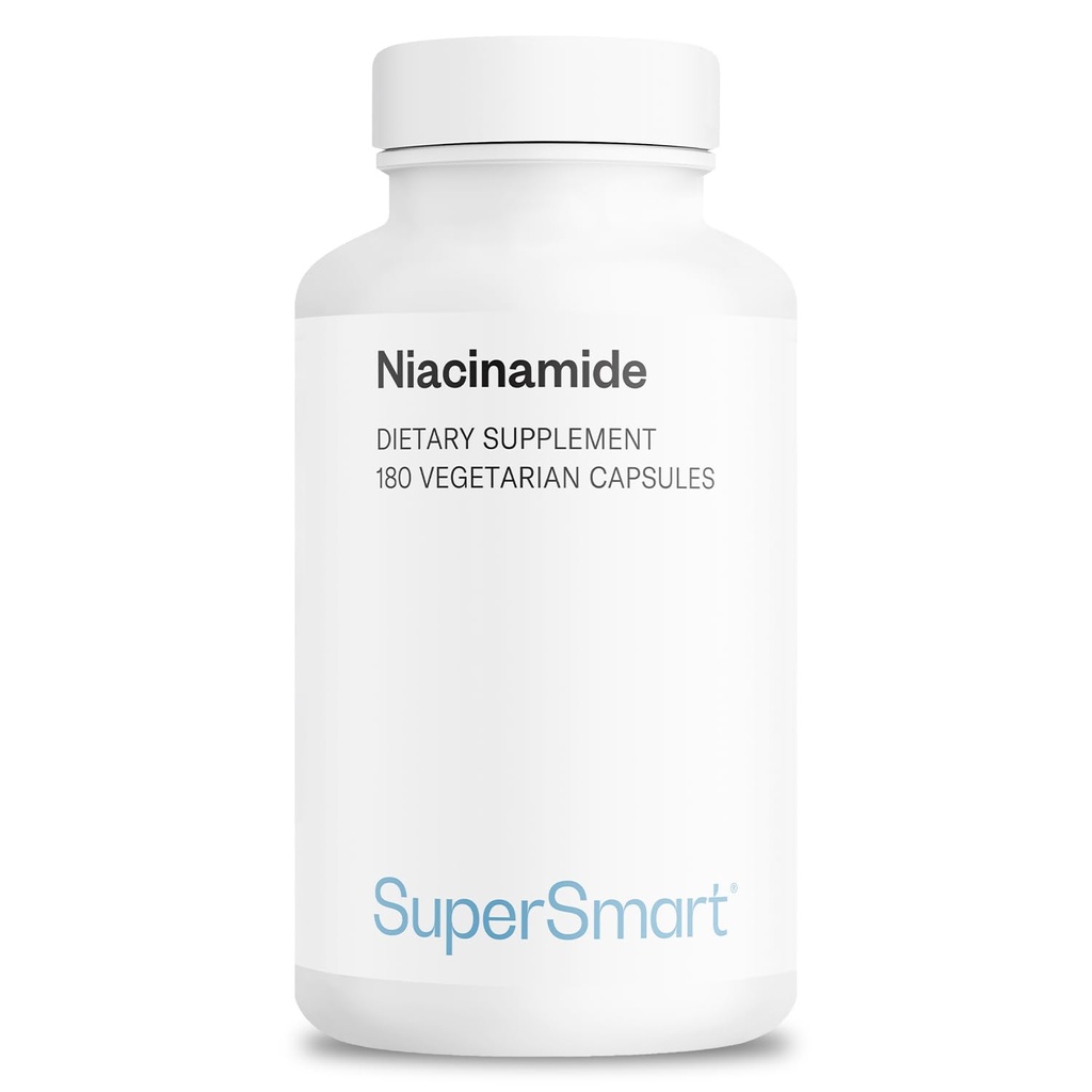 Supersmart - Suplemento de niacinamida 2000mg por dia (Nicotinamida) - Vitamina B3 Niacina livre de flush (Sem OGM e sem glúten) - 180 Cápsulas vegetarianas