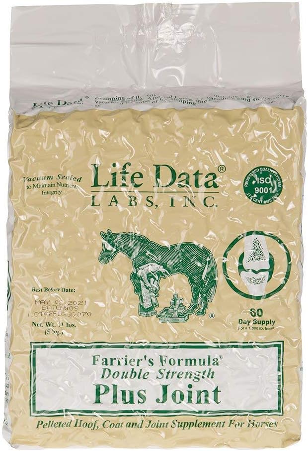 LIVE DATA LABS Farriers Formula Double Strength Plus Joint, 11 lbs; Pelleted Hoof, casaco e suplemento conjunto para cavalos